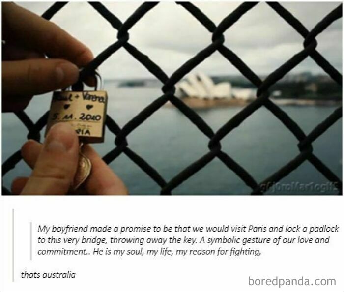 A social media post with a person lying about being in Paris, when they are actually in Australia, exposed by another user.