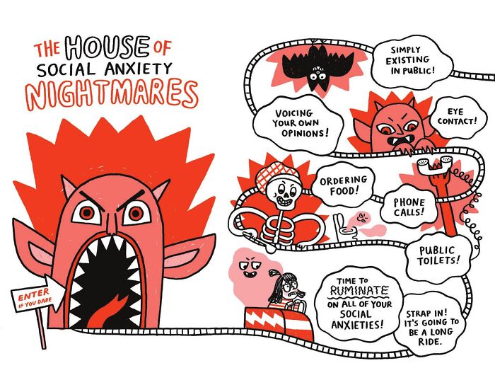 Artist Turns Her Lifelong Struggles With Anxiety Into An Imaginary Theme Park In 18 Relatable Illustrations