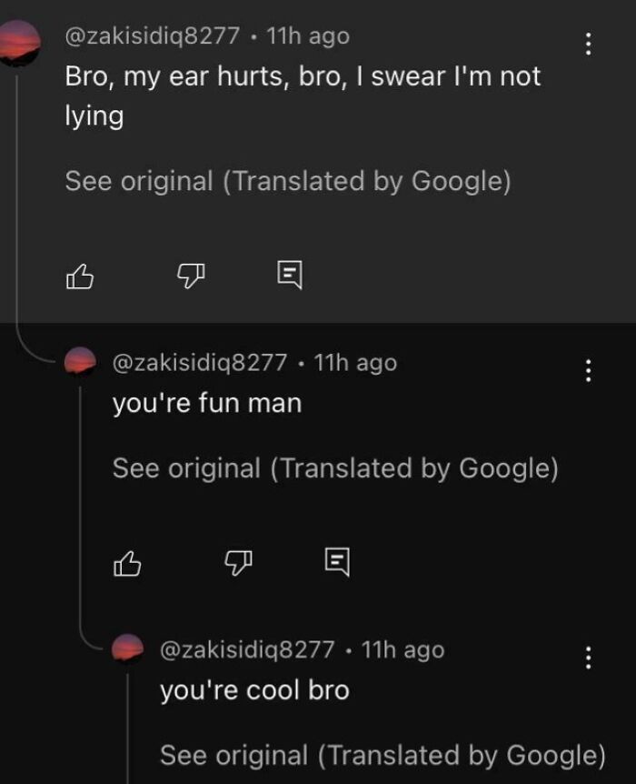 A screenshot of a cringey YouTube comment section with repetitive and awkward comments.