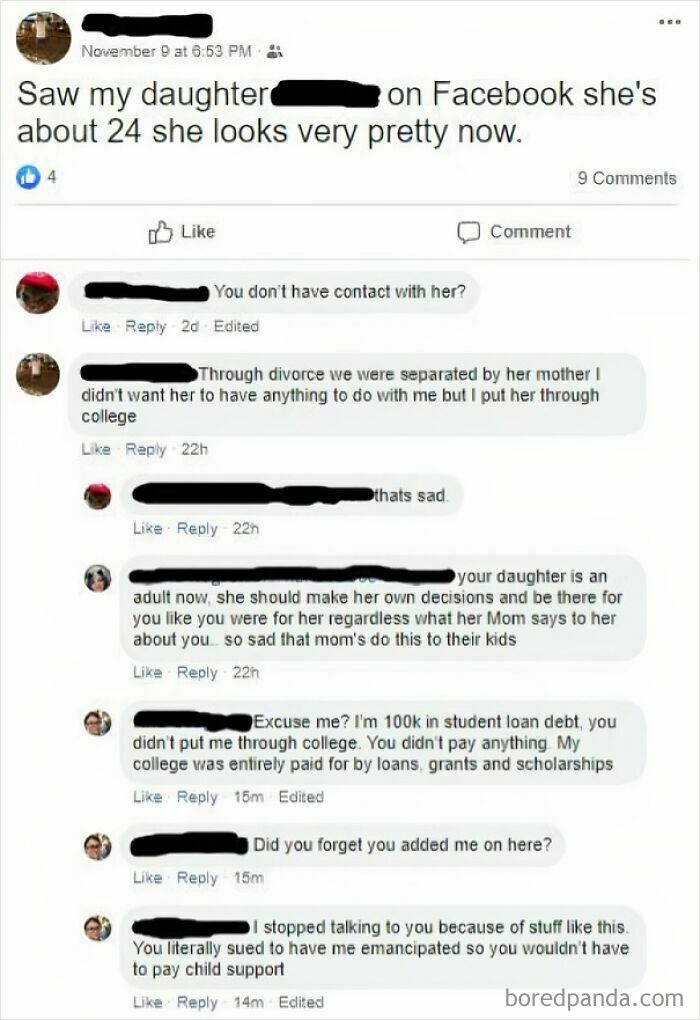 Screenshot of a Facebook post and comments, showing someone exposed for a lie on social media.