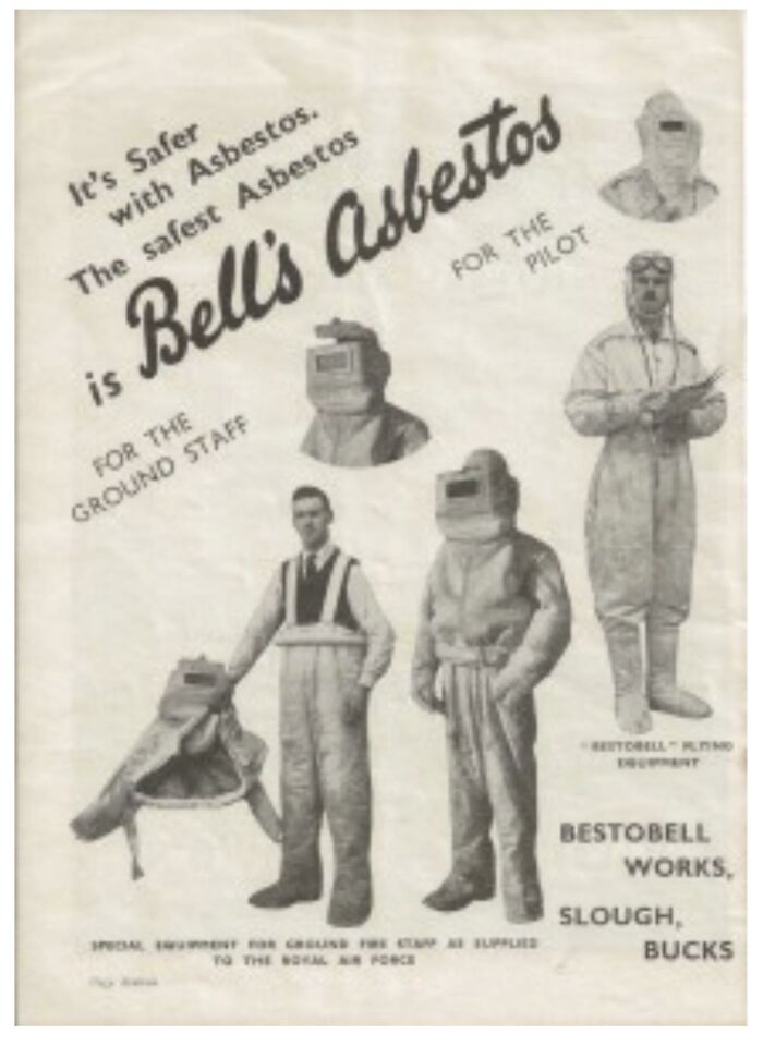 An advertisement for Bell's Asbestos, showcasing beliefs and words about its safety that will age badly over time.