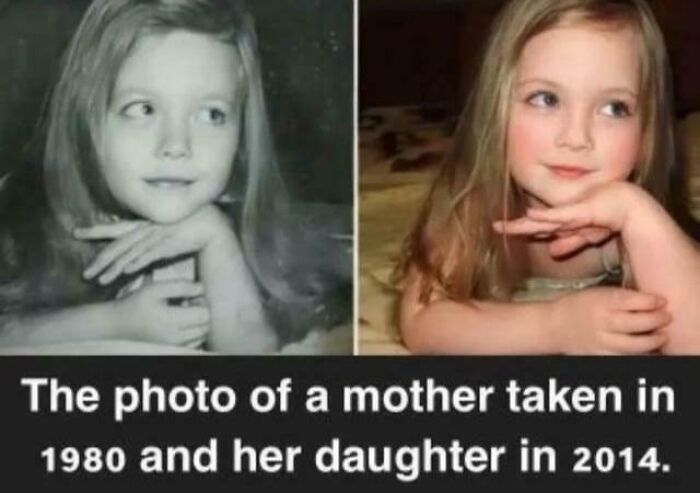 Side-by-side comparison of a mother in 1980 and her daughter in 2014, an interesting and uplifting post.
