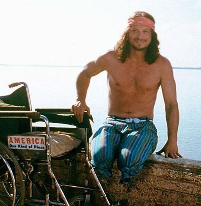 Interesting post of a man with a wheelchair by the water, offering a much-needed break from everything going on.