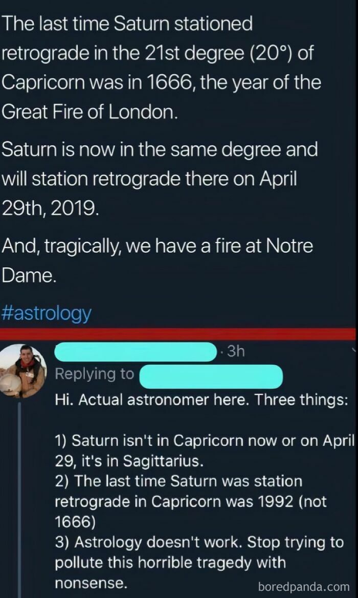 An astronomer corrects astrology claims about Saturn on social media, demonstrating what happens when people lie.