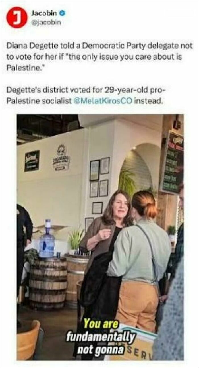 A Jacobin post about Diana DeGette and a delegate, demonstrating hypocrisy where words came back to bite.