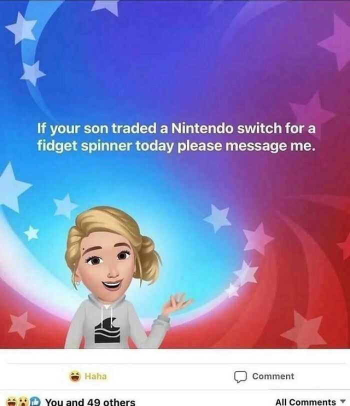 Mischievous kids traded a Nintendo Switch for a fidget spinner in a humorous Facebook post.