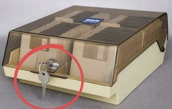 A vintage floppy disk storage box with a key, a nostalgic Aussie memory that brings back the Australia many grew up with.