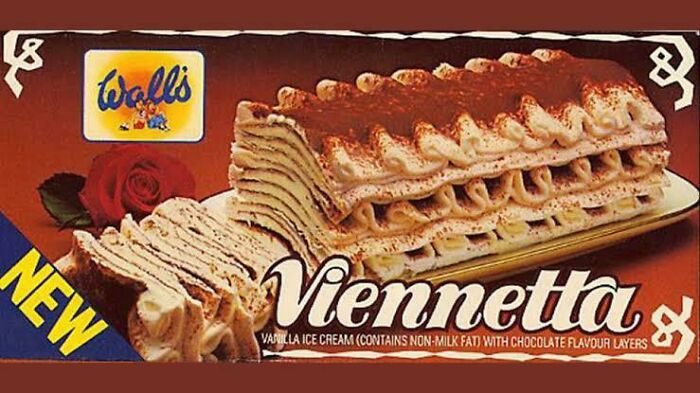 Aussie memories of a Walls Viennetta vanilla ice cream cake with chocolate layers, a nostalgic dessert from Australia.