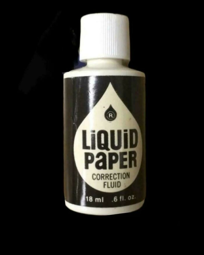 A bottle of Liquid Paper correction fluid on a black background, a nostalgic Aussie memory.