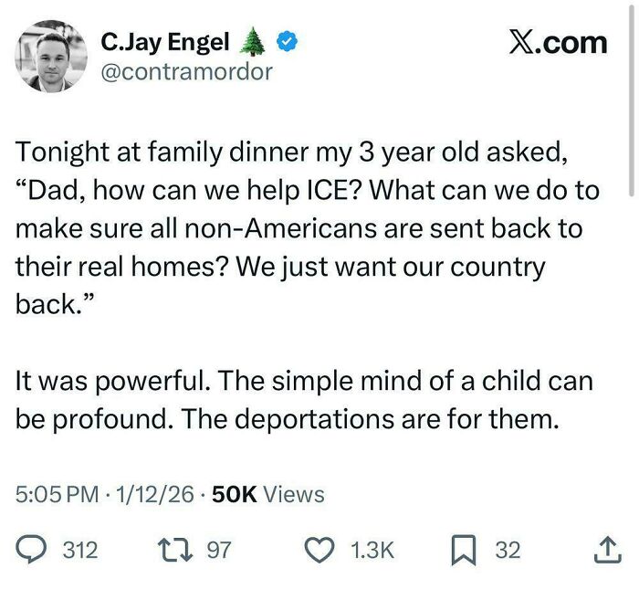 An image of an embarrassing lie on the internet about a 3-year-old asking about helping ICE.