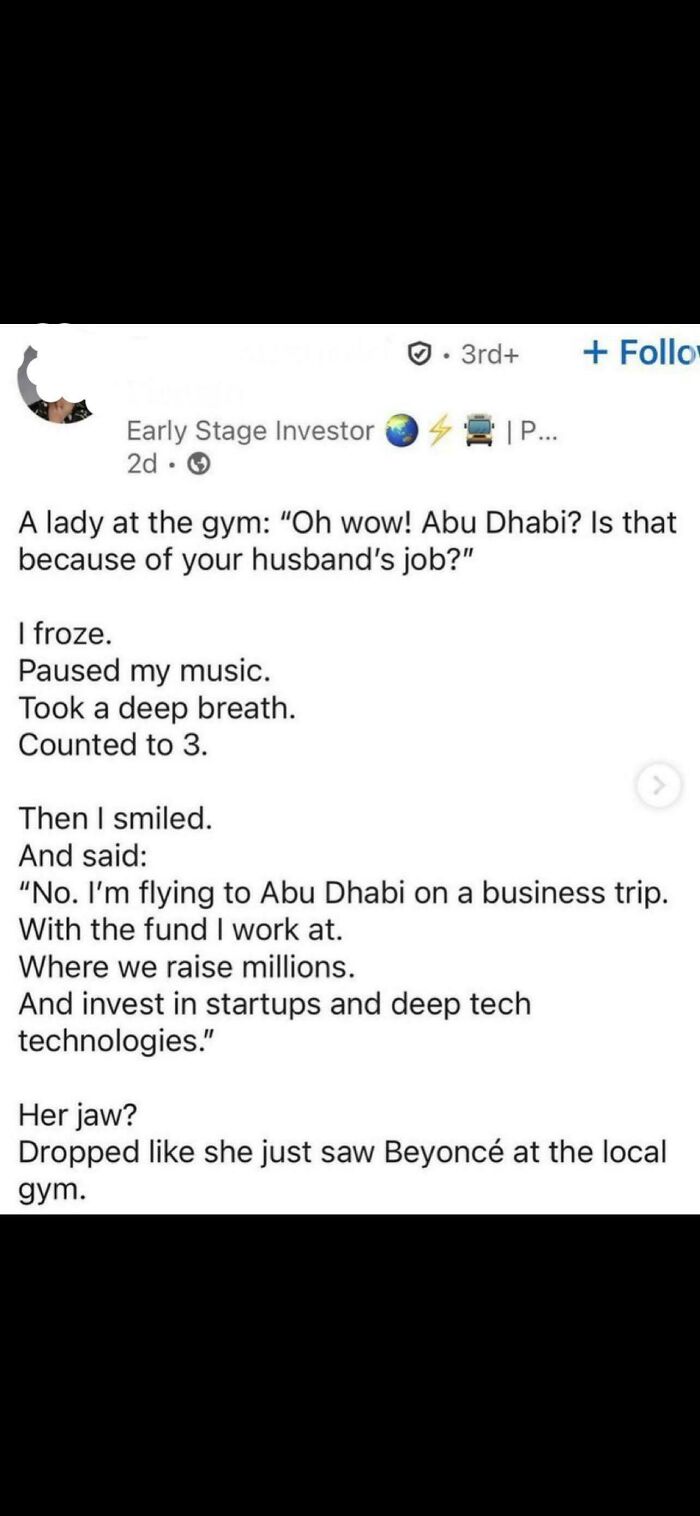 An image of an embarrassing lie on the internet about a woman's gym encounter about Abu Dhabi.