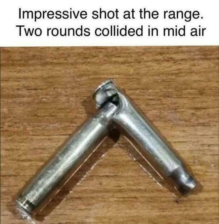 Two bullets shown colliding, an example of embarrassing lies or exaggeration, as alt text.