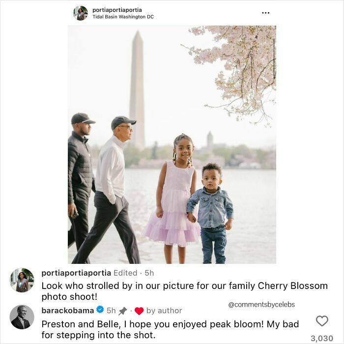 Barack Obama with children during a Cherry Blossom photo shoot in Washington D.C., with comments from the celebrity.