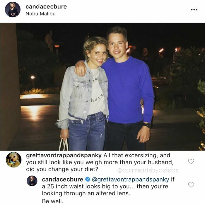 Candace Cameron Bure's husband and her, with the celebrity's witty comments making the post 10x better.