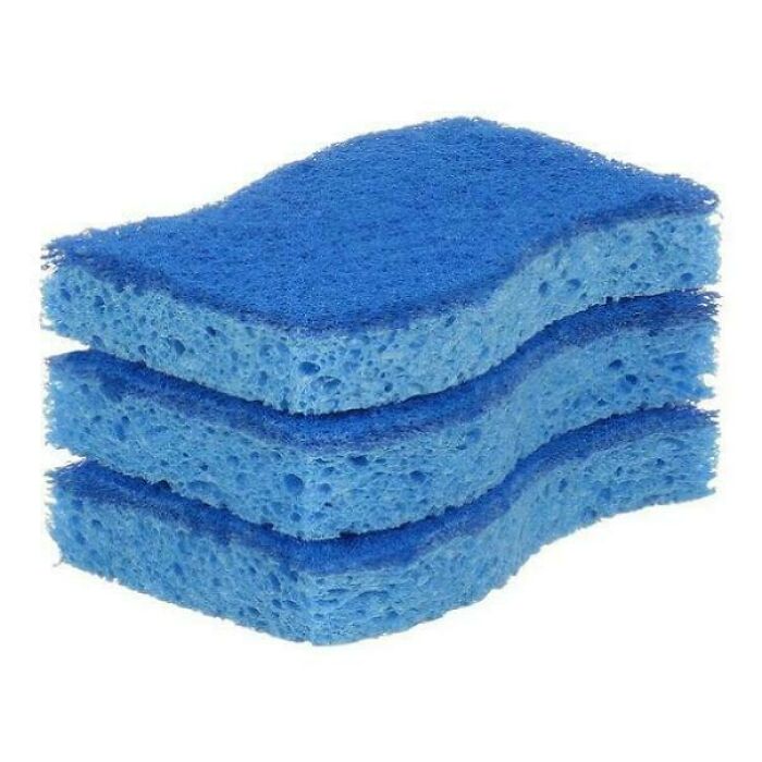A stack of three blue sponges, symbolizing products and services getting worse and more expensive.