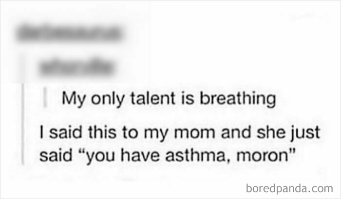A humorous screenshot from a comment section funnier than the post, featuring a joke about breathing and asthma.