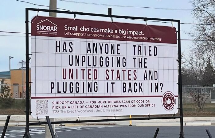 A chaotic sign spotted in the wild asking if anyone has tried unplugging and replugging the United States.
