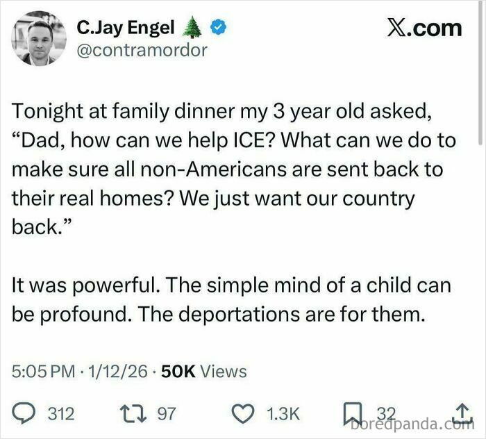 An image of an embarrassing lie on the internet about a 3-year-old asking about helping ICE.