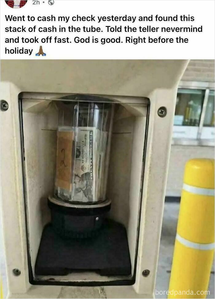 Stack of cash in a tube, an embarrassing lie people spotted on the internet.