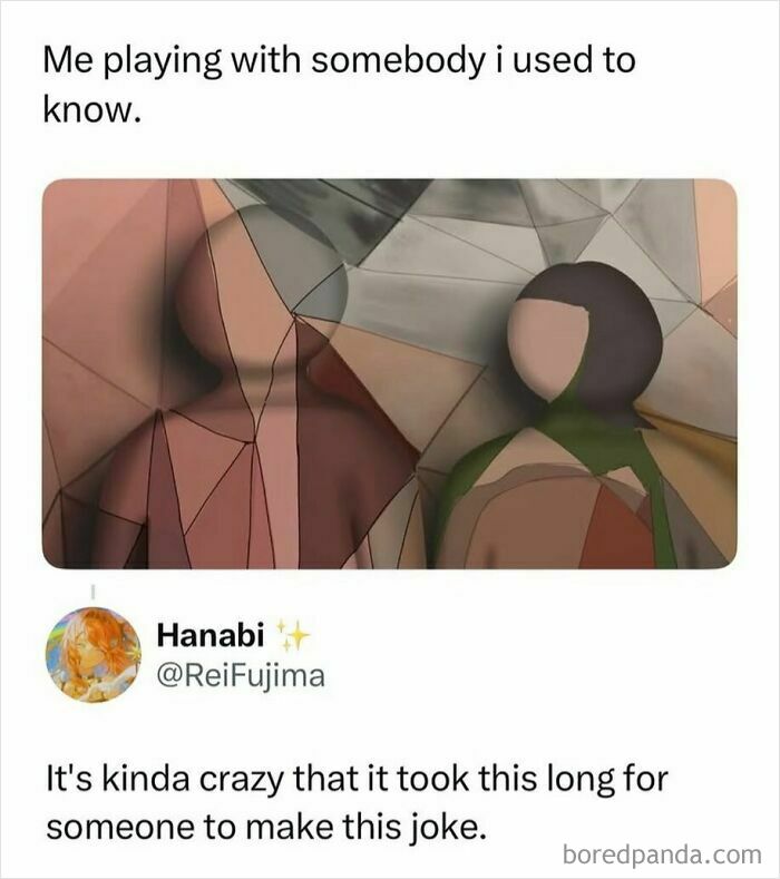 Abstract meme about playing with someone from the past using random art style
