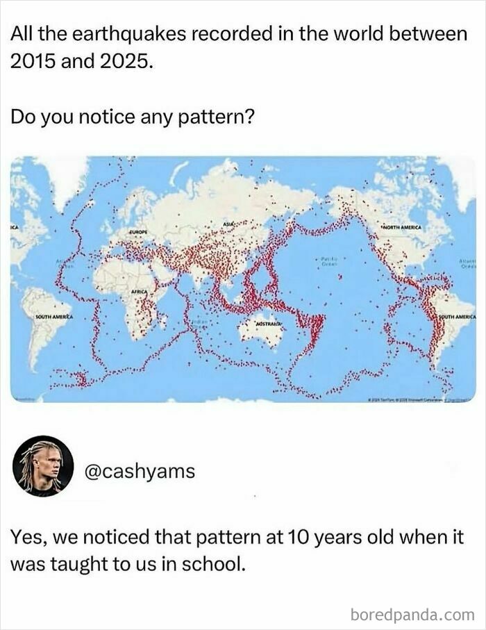 World map with earthquake epicenters showing global seismic activity pattern