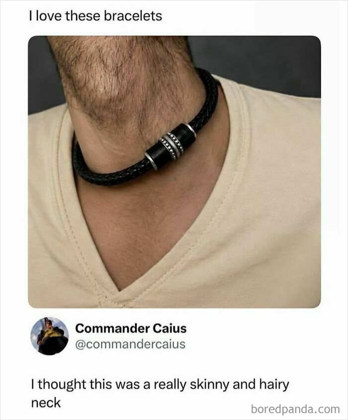 Close up of bracelet resembling a hairy neck illusion