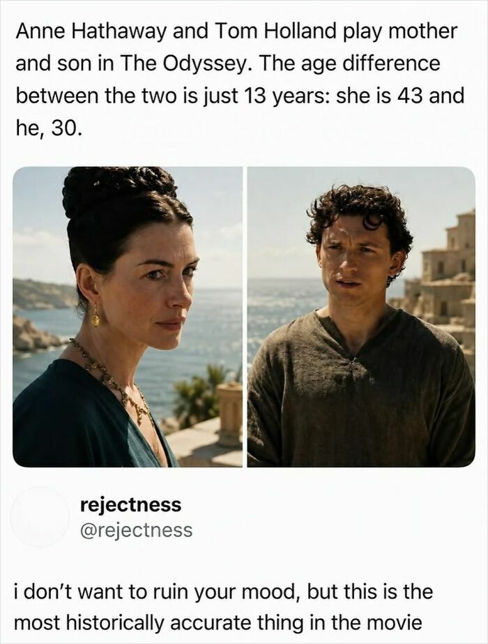 Meme on Anne Hathaway and Tom Holland's small age gap playing mother and son