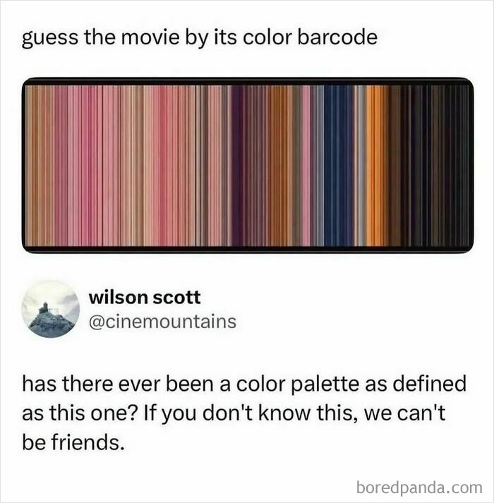 Color barcode representing movie guess challenge with distinct color palette