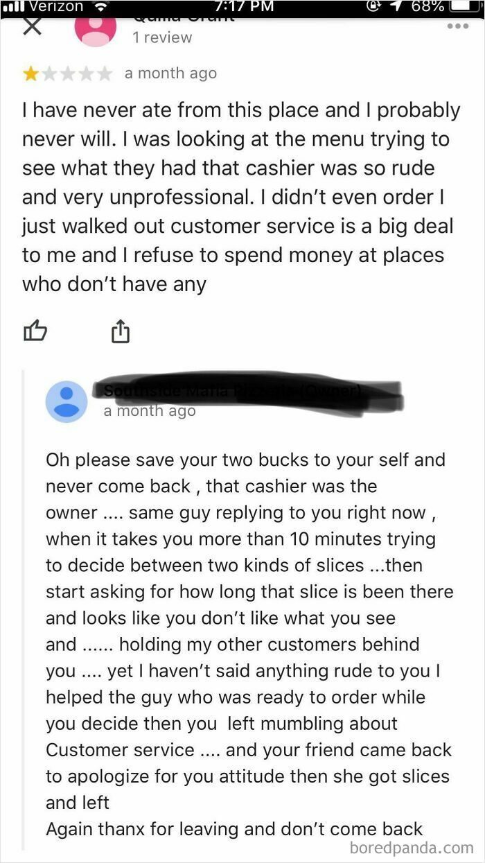 Customer review dispute exposes fake complaint about restaurant service and cashier behavior