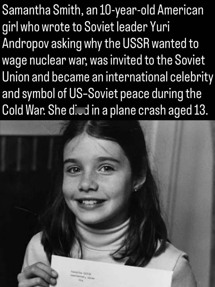A black and white portrait of young Samantha Smith, representing remarkable photos that show the past.