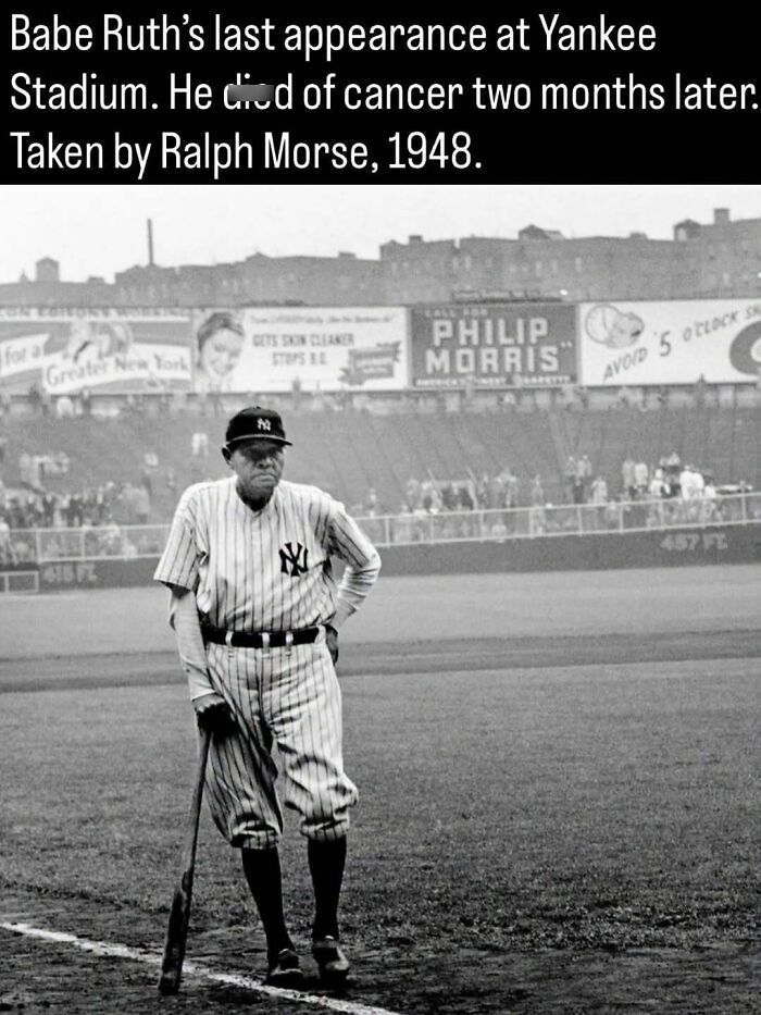 A remarkable photo showing the past as Babe Ruth makes his last appearance at Yankee Stadium