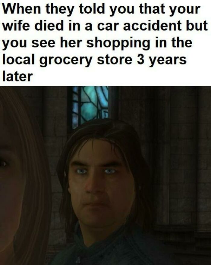 A Skyrim video game meme featuring internet comments on seeing an supposed deceased wife.