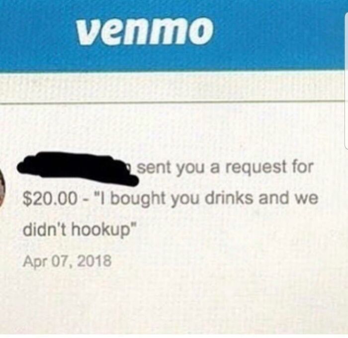 A Venmo request showing choosing beggars demanding money back