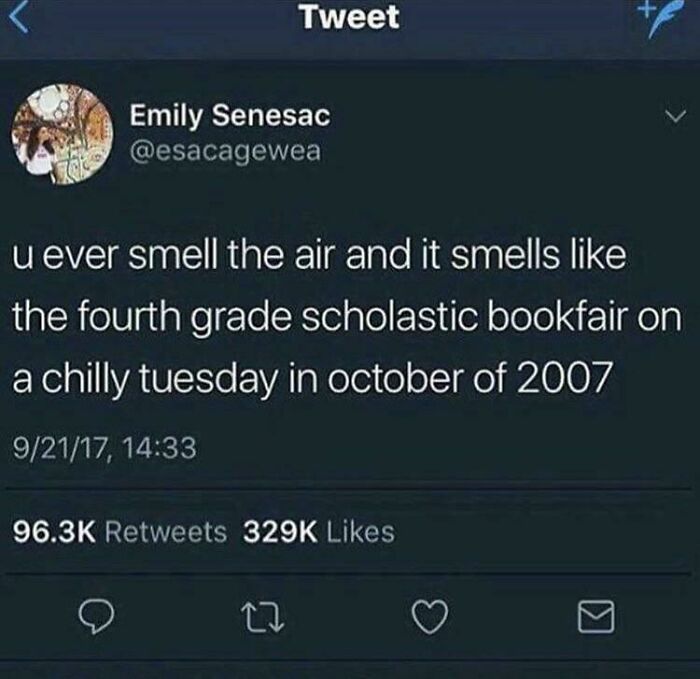 A Tweet about fourth grade scholastic bookfairs, illustrating internet comments