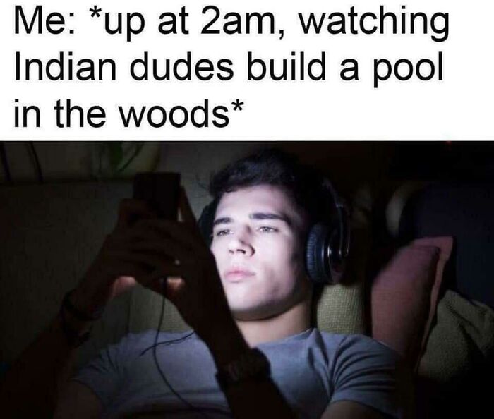 A relatable meme about watching videos late at night, a popular topic in internet comments.