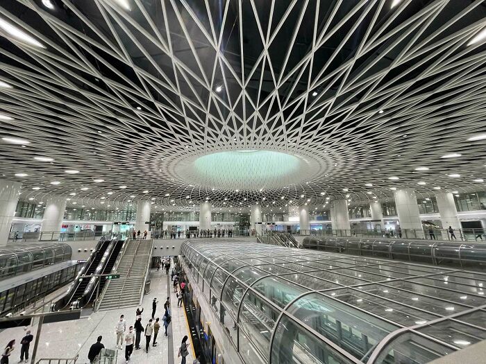 Futuristic metro station interior, a stunning example of modern world's best infrastructure design