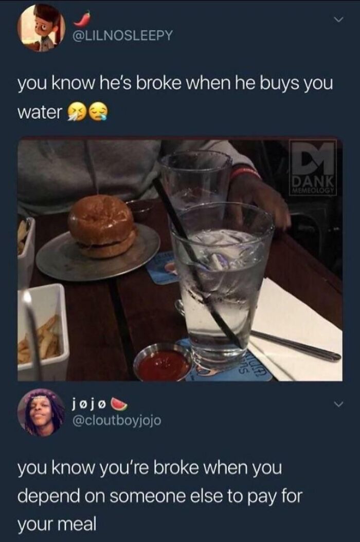 A Twitter post showing choosing beggars complaining about water