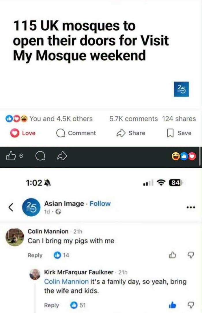 A social media screenshot representing relatable British memes with a witty reply to a comment