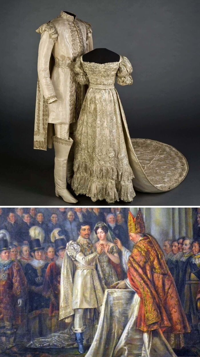 Wedding Garments Worn By Josephine Of Leuchtenburg And Crown Prince Oscar Of Sweden, Circa 1823