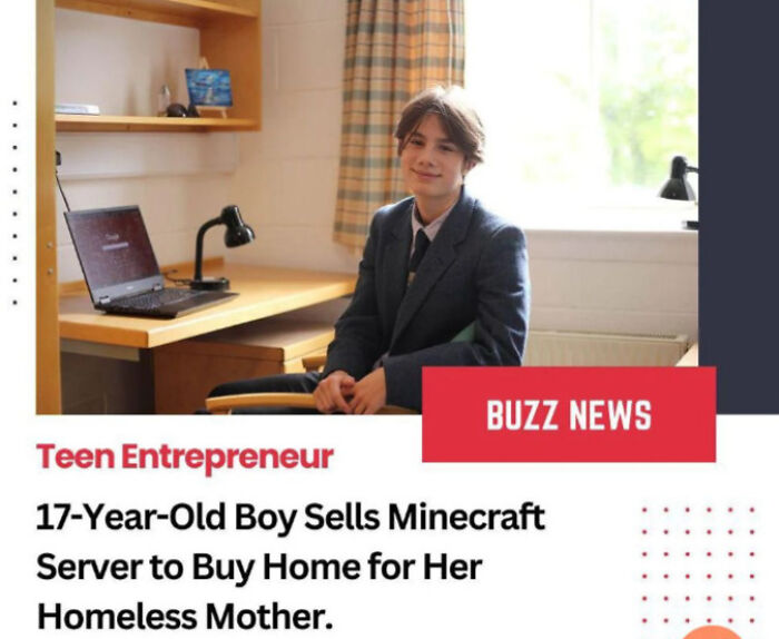 17yo Boy Sells Minecraft Server To Buy His Homeless Mother A House