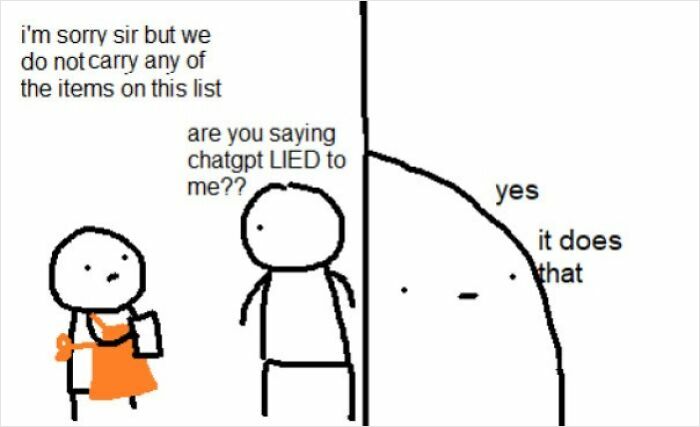 Meme cartoon of a customer talking to a worker relating to Home Depot employees posts.