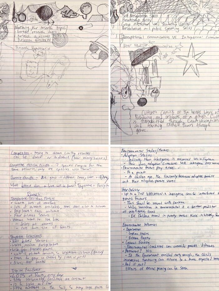 Before and after photos of a notebook page, one side with scribbled notes and the other with organized writing, demonstrating inspiring transformations.