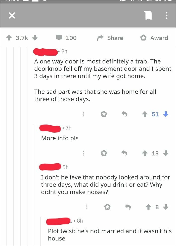Reddit thread debates fake story about a basement door trapping someone for days