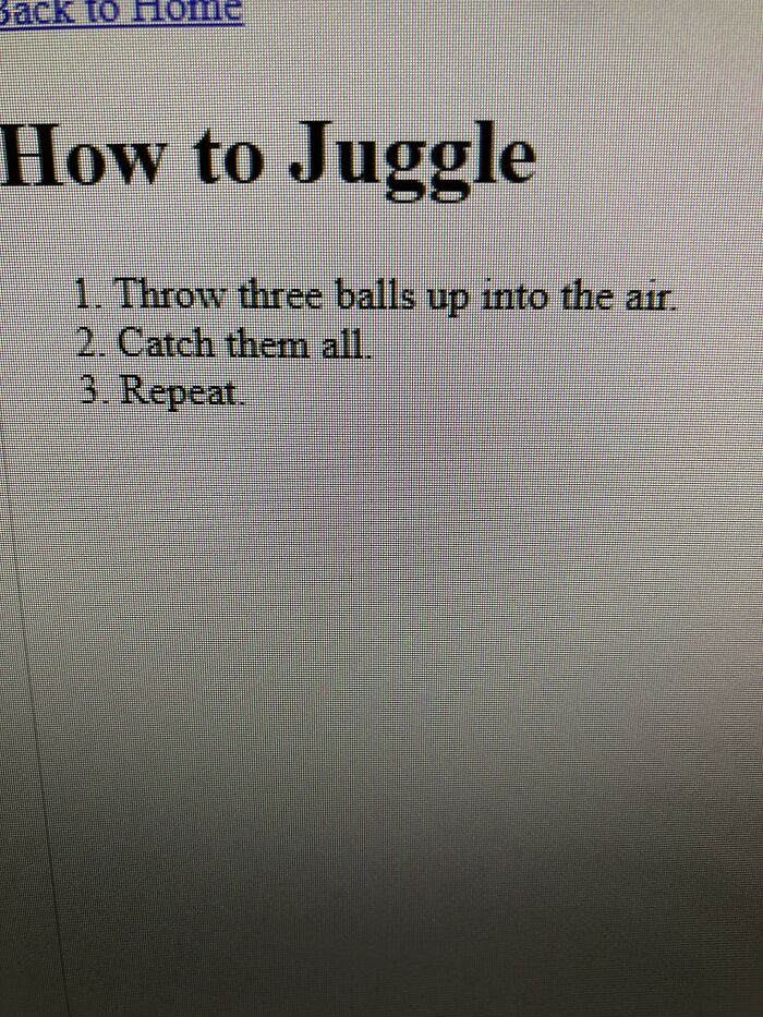 Simple instructions on how to juggle three balls in three steps