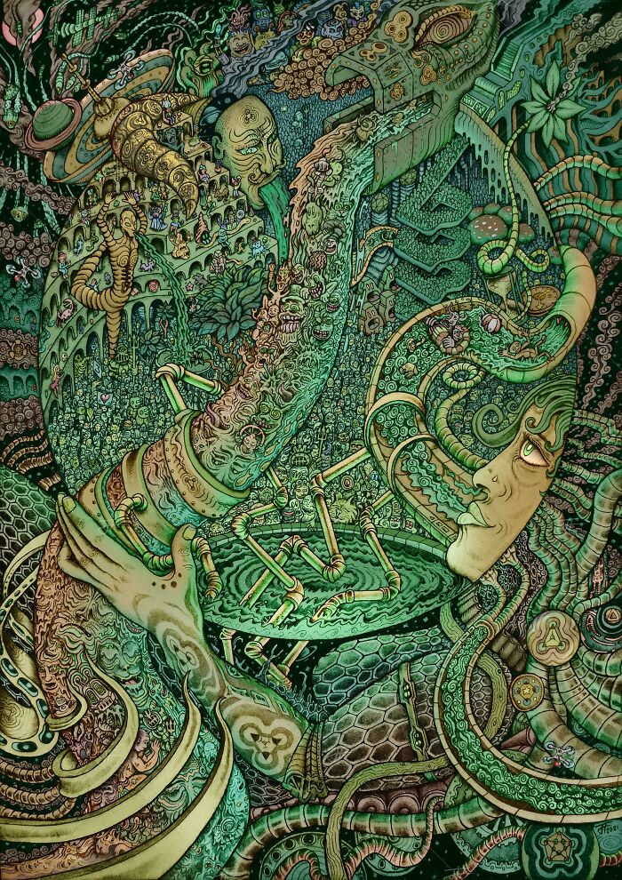 One Of My Psychedelic Illustrations Called 'Dreampark'. Can You Spot The Badger With The Bucket?