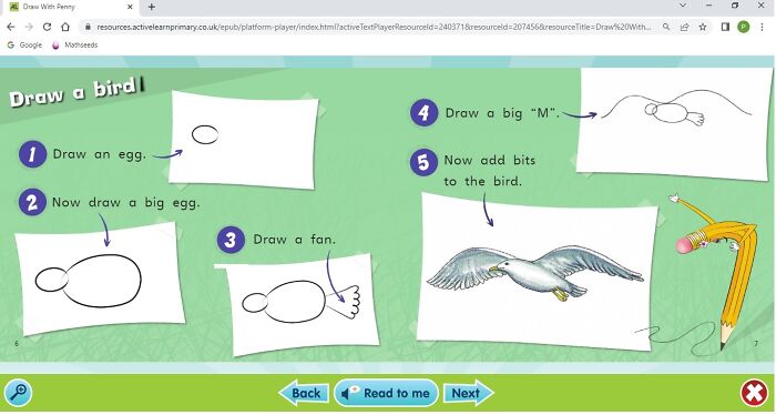 Step-by-step instructions on how to draw a bird from basic shapes for kids