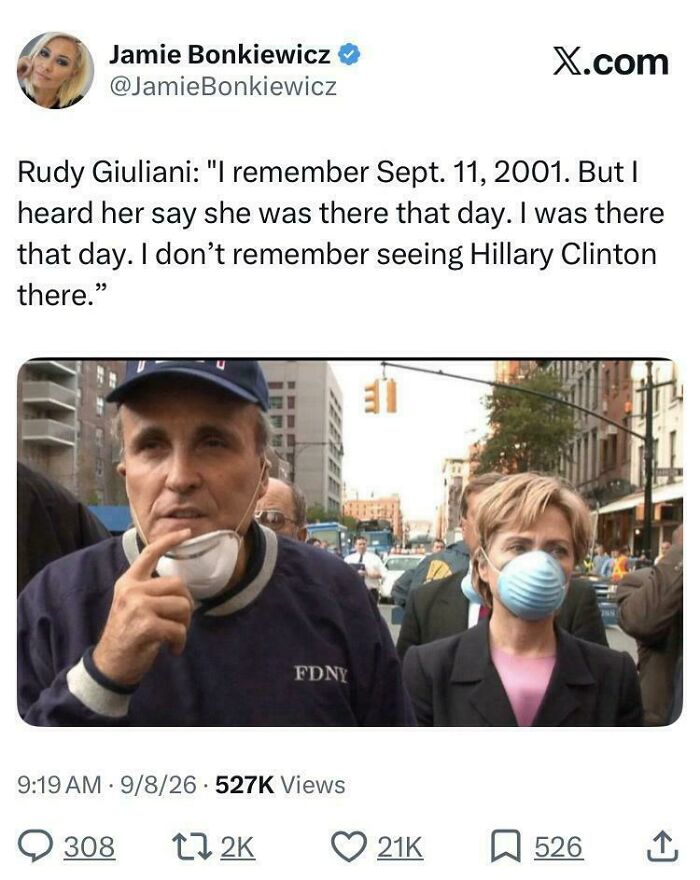 Rudy Giuliani recalls 9/11, denies seeing Hillary Clinton at Ground Zero on September 11, 2001