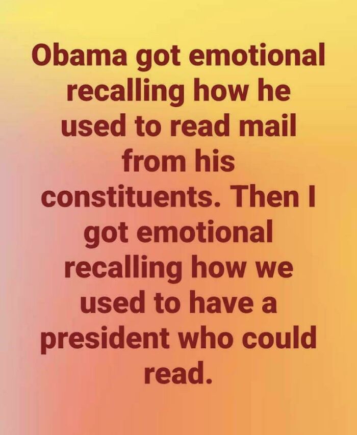 Text about Obama reading mail compared to a president who could read