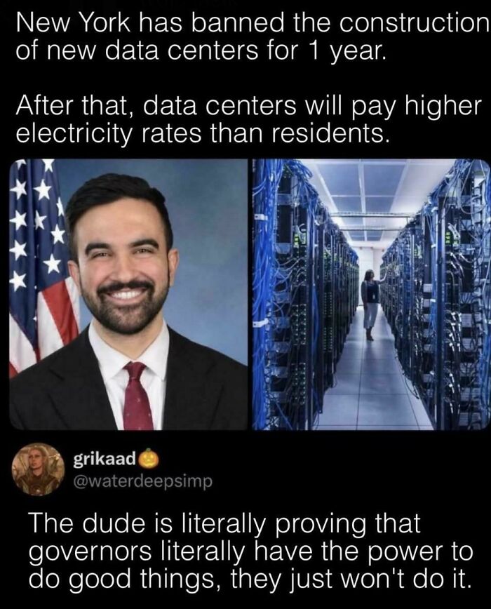 New York's ban on new data centers and higher electricity rates for them