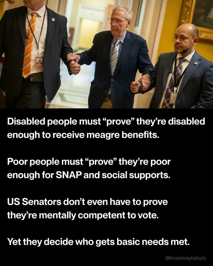 Disabled and poor must prove eligibility while US Senators vote without proving competence